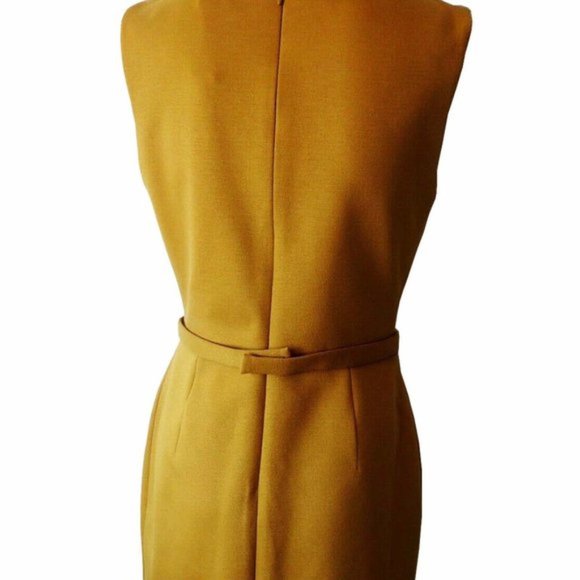 Tahari Jackie O Retro Style Mustard Sheath Dress 6 - Picture 5 of 9